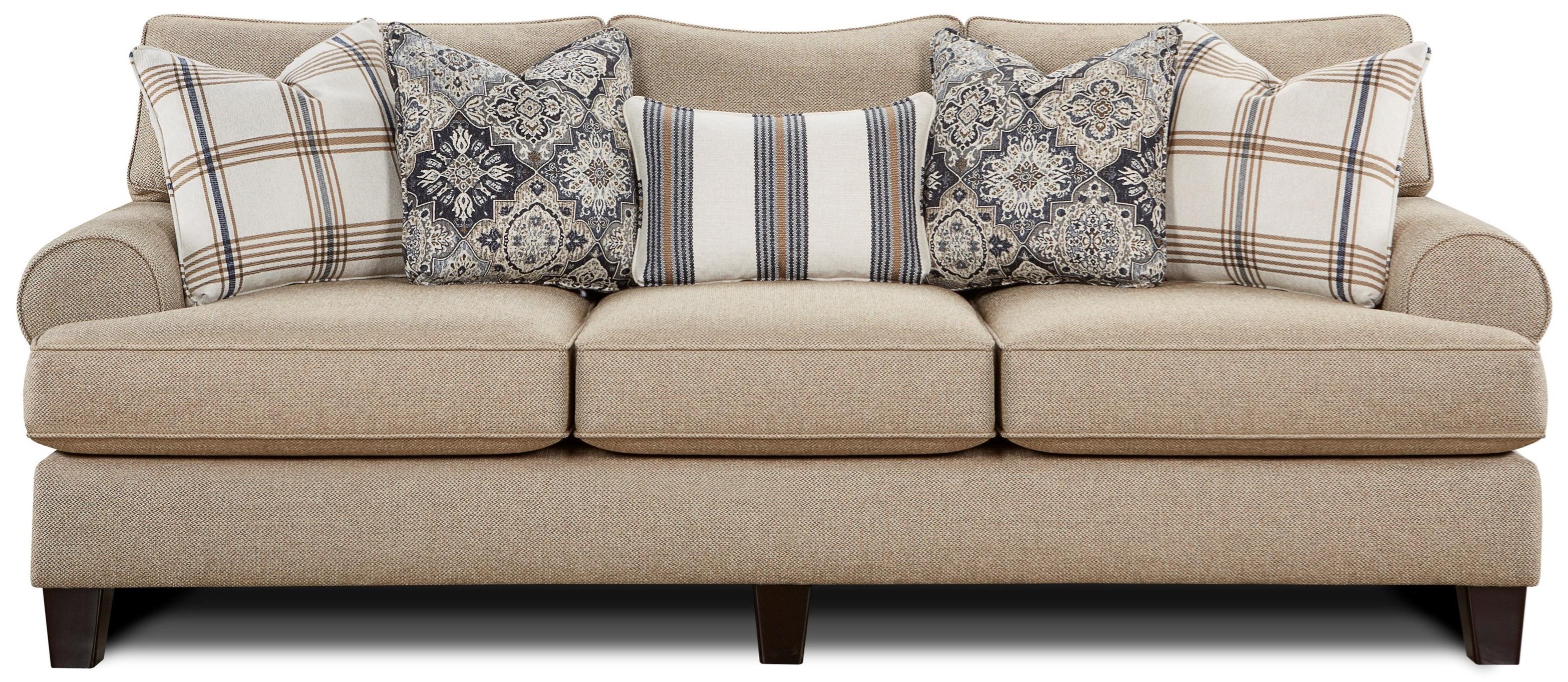 Fusion Sofa Fusion Furniture 1140 Stationary Sofa W Accent Pillows